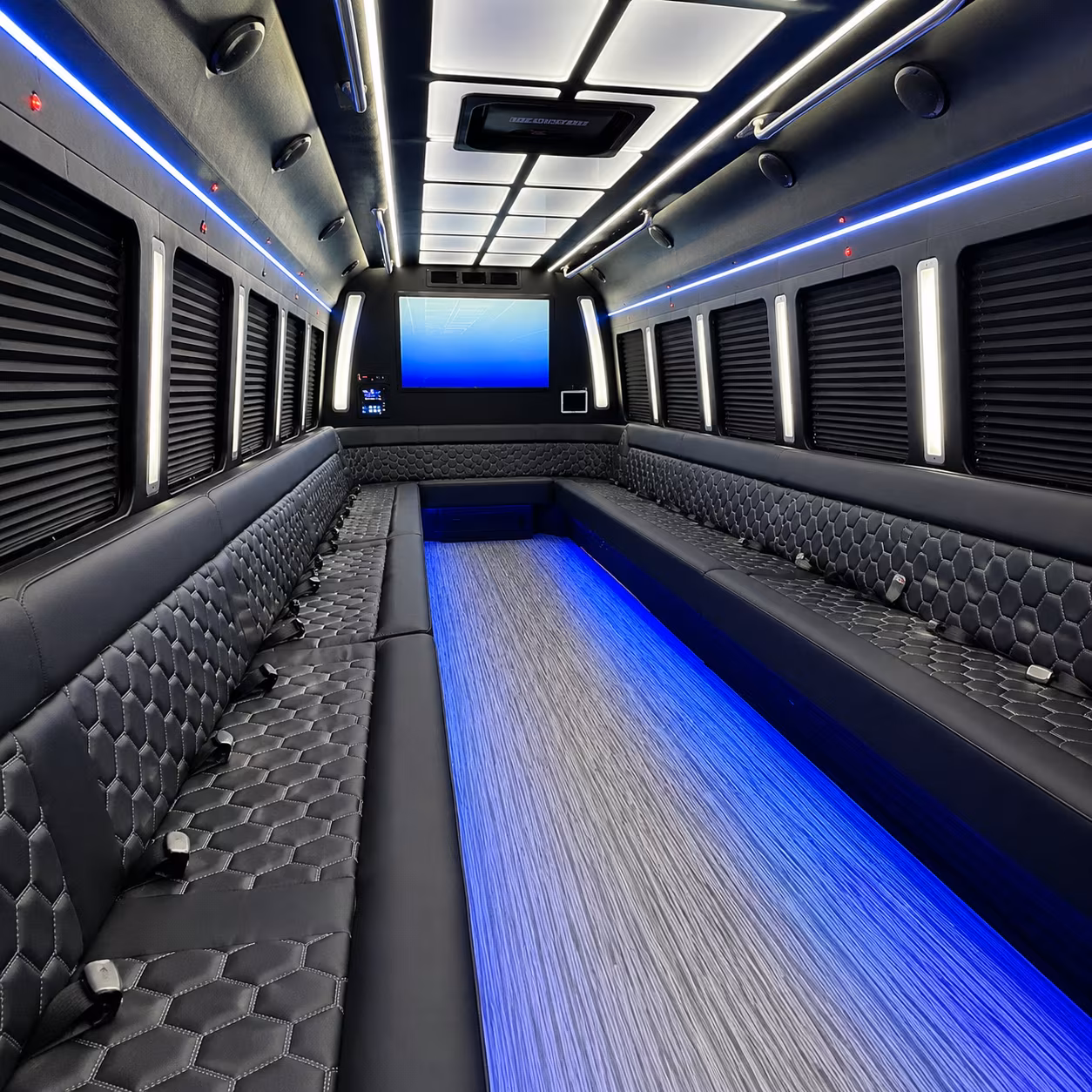 highland 50 passenger party bus inside