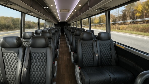 Interior of Charter Bus Company Highland's 20 Passenger Mini bus in Highland