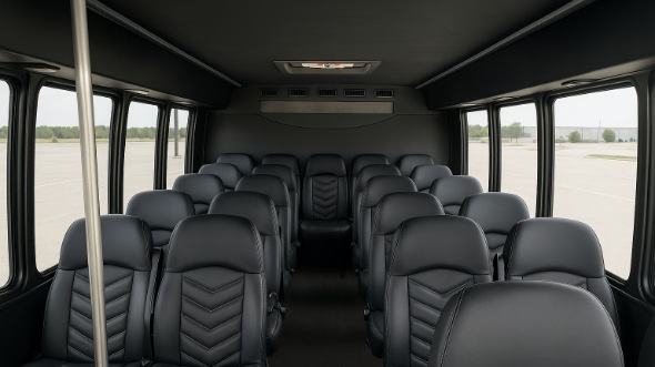 Interior of Charter Bus Company Highland's 28 Passenger Mini bus in Highland