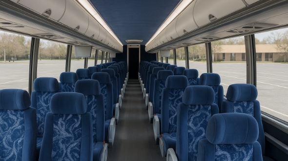 Interior of Charter Bus Company Highland's 55 Passenger Charter Bus in Highland