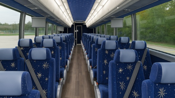 Interior of Charter Bus Company Highland's 56 Passenger Charter Bus in Highland