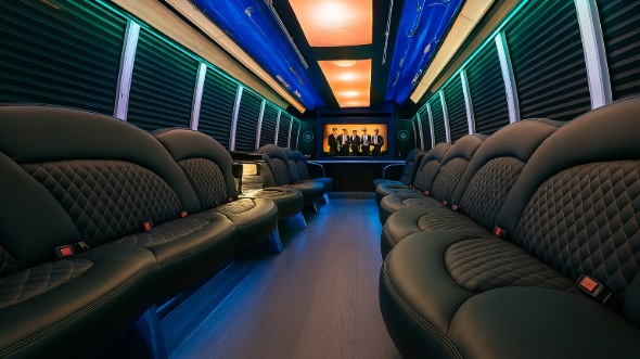 Interior of Charter Bus Company Highland's Party Bus in Highland