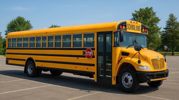 Exterior of Charter Bus Company Highland's School Bus in Highland