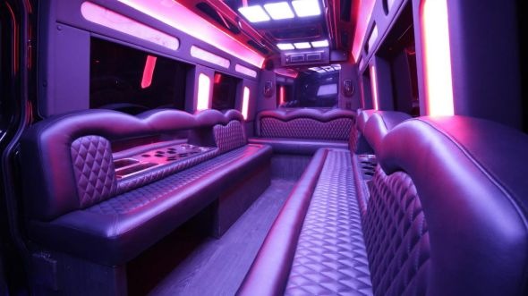 Interior of Charter Bus Company Highland's Sprinter Limo in Highland