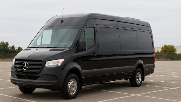 Exterior of Charter Bus Company Highland's Sprinter Van Rental With Driver in Highland